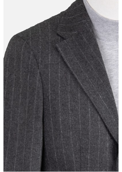 Erkek Iki Düğme Ceket Casual Kapitone Yelekli Yün Çift Yırtmaç Gri
