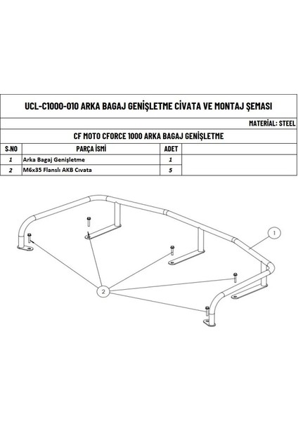 Cfmoto Cforce 1000 Atv Uyumlu Arka Bagaj Genişletme fiyatları