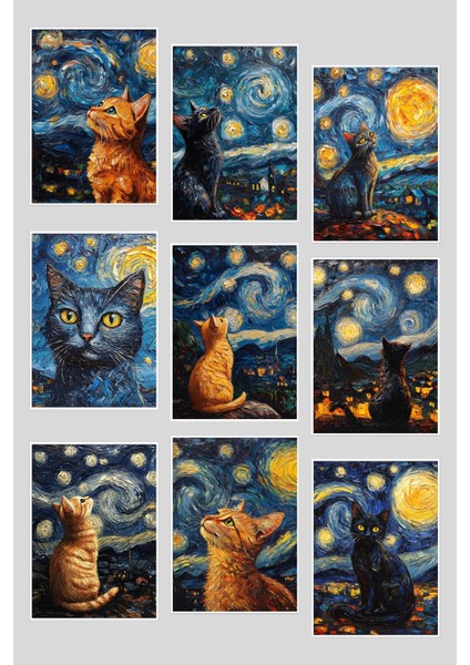 Starry Cats 9'lu Kartpostal