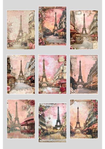 Paris Eyfel No:2 Temalı 9'lu Kartpostal
