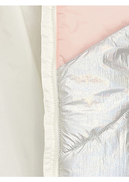 Lcw Kids Ekru Kapüşonlu Renk Bloklu Kız Çocuk Şişme Mont modelleri