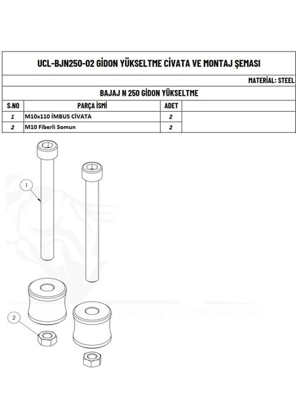 Bajaj N 250 Uyumlu Gidon Yükseltme fiyatları