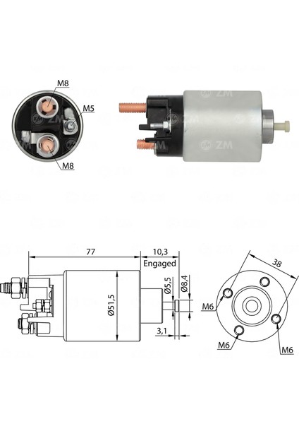 Zm 6993 12V Marş Otomatiği Mitsubishi Tipi (4 Delik) Dacia Renault Nissan Opel 1.5 Dcı