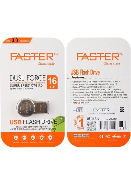 16 GB Dusl Serisi USB 3.0 Yüksek Hızlı Metal Flash Bellek fırsatları