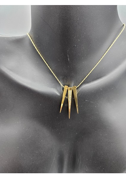 Çelik Gold Renk Tasarım Kolye