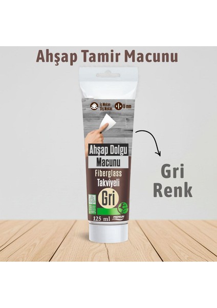Kullanım Hazır Ahşap Parke Tamir Macunu Gri Mobilya Masa Dolgu Çatlak Çizik Giderici 125 ml modelleri