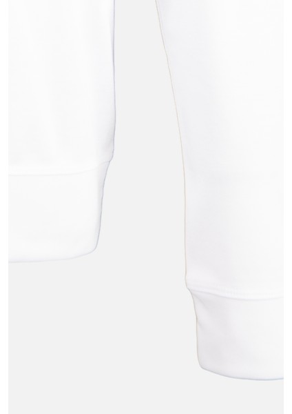 Erkek Bisiklet Yaka Sweatshirt Merserize Dokuma Pamuk Rahat Kalıp Beyaz modelleri