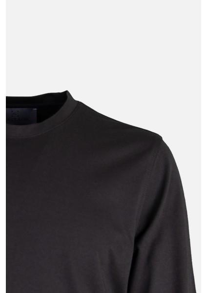 Erkek Bisiklet Yaka Sweatshirt Merserize Dokuma Pamuk Rahat Kalıp Siyah fiyatları