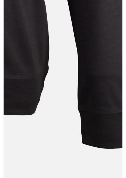 Erkek Bisiklet Yaka Sweatshirt Merserize Dokuma Pamuk Rahat Kalıp Siyah modelleri