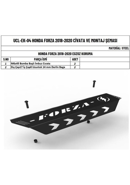 Honda Forza (2018-2020) Uyumlu Egzoz Koruma fiyatları