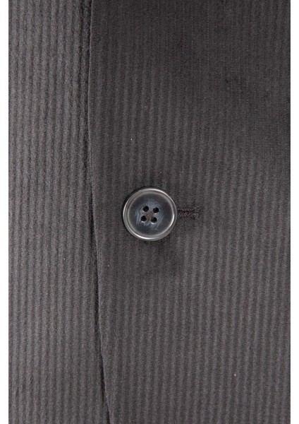 Erkek Klasik Takım Elbise Kadife Mono Yaka Çift Yırtmaç Modern Fit Siyah