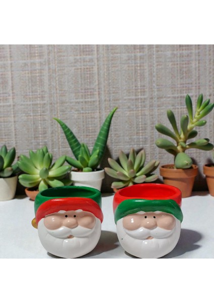 Noel Saksı , Noel Baba Figürlü Skulent Saksı, 2 Adet fiyatları