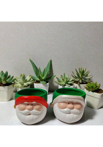 Noel Saksı , Noel Baba Figürlü Skulent Saksı, 2 Adet fırsatları