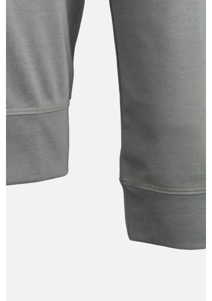 Erkek Bisiklet Yaka Sweatshirt Merserize Dokuma Pamuk Rahat Kalıp Haki modelleri