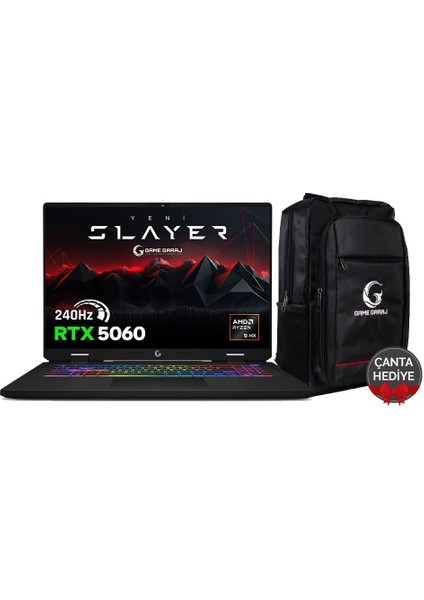 Slayer R9M XL-5060 C8 Amd Ryzen 9 8940HX 16GB Ram 500GB SSD RTX5060 17" Qhd+ 240Hz IPS Freedos Gaming Laptop