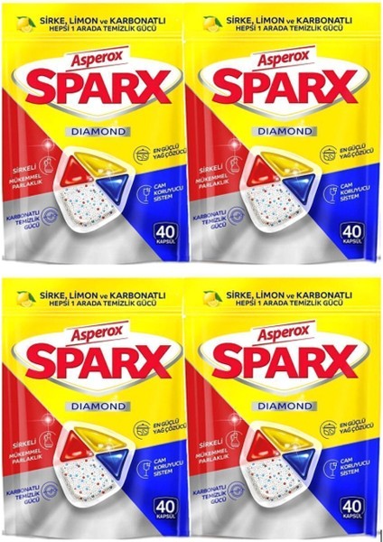 Sparx Diamond Bulaşık Makinesi Kapsülü 40'lı x 4 Adet