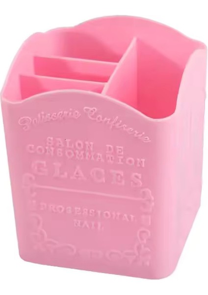 Dekoratif Makyaj Manikür Aletleri Organizer 4 Gözlü Kalemlik Pembe modelleri