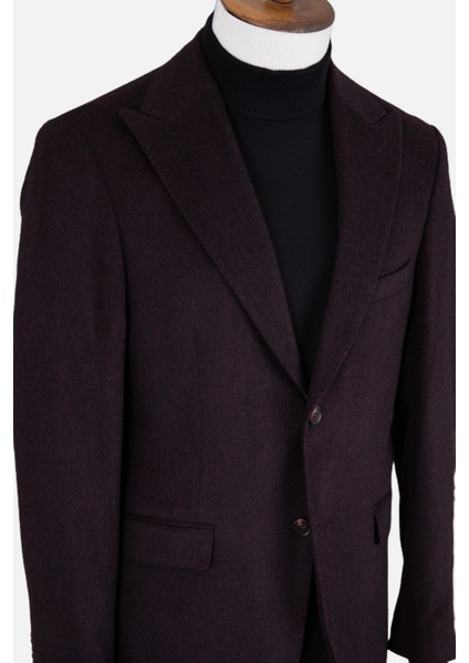 Erkek Iki Düğme Ceket Kırlangıç Yaka Çift Yırtmaç Casual Yün Bordo fırsatları