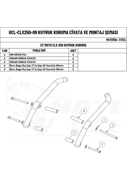 Cfmoto Clx 250 Uyumlu Kuyruk Koruma Demiri fiyatları