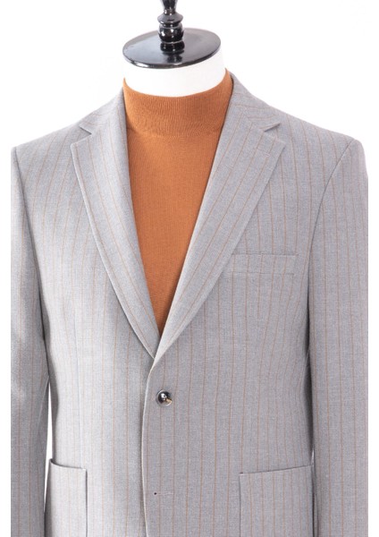 Erkek Iki Düğme Ceket Casual Torba Cep Mono Yaka Gofre Kumaş Gri fırsatları