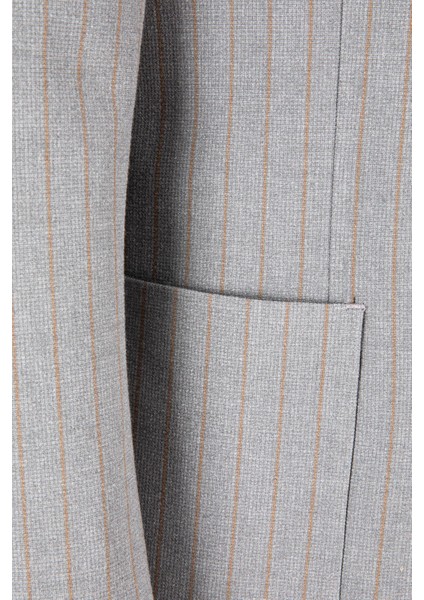 Erkek Iki Düğme Ceket Casual Torba Cep Mono Yaka Gofre Kumaş Gri indirimleri