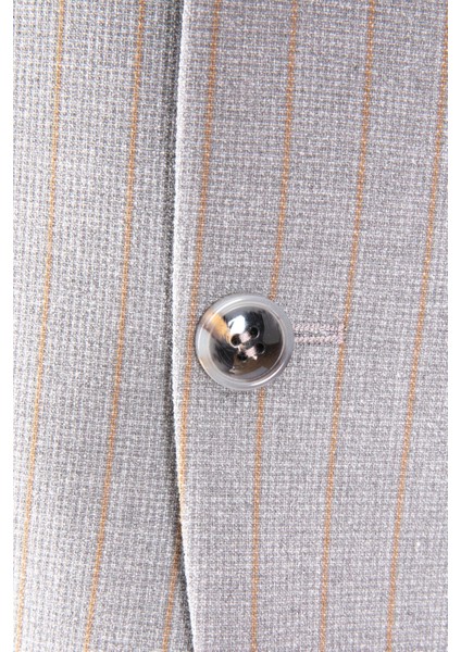 Erkek Iki Düğme Ceket Casual Torba Cep Mono Yaka Gofre Kumaş Gri