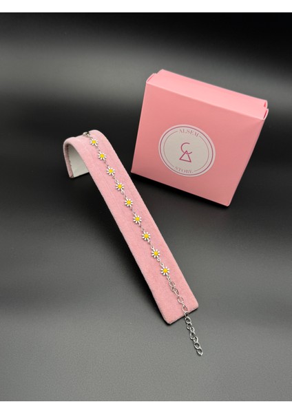 925 Ayar Gümüş Kaplama Papatya Bileklik , Minimal Papatya Figürlü Sevgiliye Yılbaşı Hediyesi , Özür Hediyesi