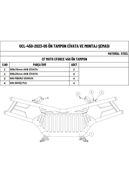 Cfmoto Cforce 450 L Atv Uyumlu Ön Tampon Koruma Demiri indirimleri