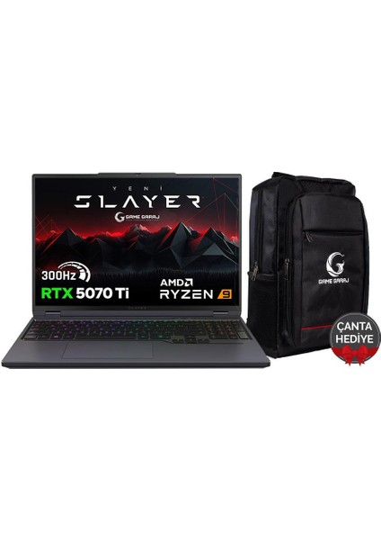 Slayer R9T-5070TI C3 Amd Ryzen 9 9955HX 32GB Ram 2tb SSD RTX5070TI 16" Qhd IPS 300Hz Freedos Gaming Laptop