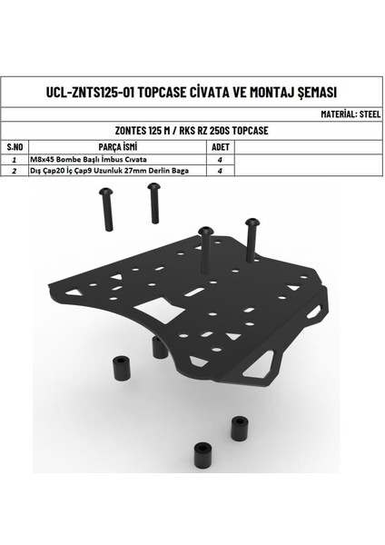 Zontes 125 M ve Rks Rz 250 S Uyumlu Çanta Demiri fiyatları