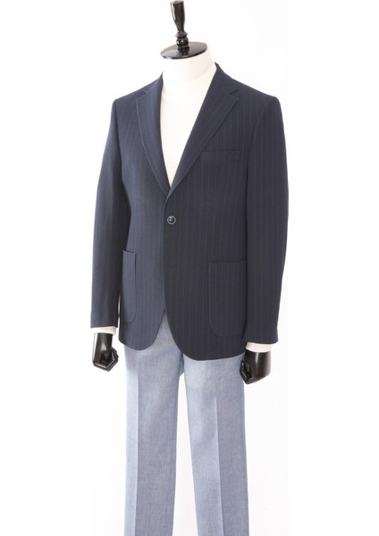 Erkek Iki Düğme Ceket Casual Torba Cep Mono Yaka Gofre Kumaş Lacivert fiyatları