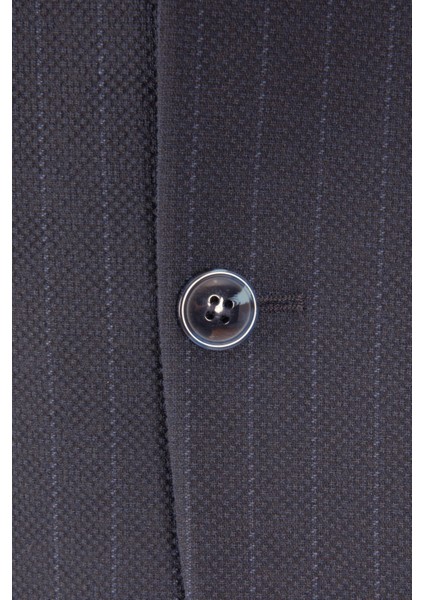 Erkek Iki Düğme Ceket Casual Torba Cep Mono Yaka Gofre Kumaş Lacivert