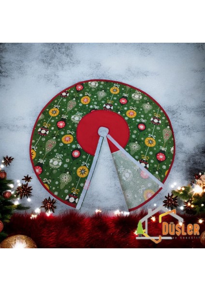 Yeşil Hediye Fiyonk Desenli Yılbaşı Ayak Halısı, Yılbaşı Ağacı Altı Örtüsü, Yeniyıl Çam Ağacı Eteği Yıkanabilir Kırmızı Halka Cırtlı fiyatları