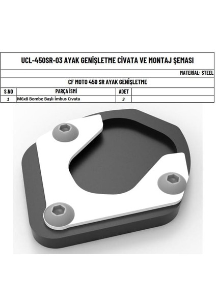 Cfmoto 450 Sr Uyumlu Ayak Genişletme modelleri