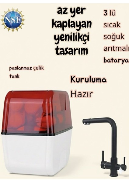 Pompasız Kabinli 3 Yollu Musluklu Su Arıtma Cihazı