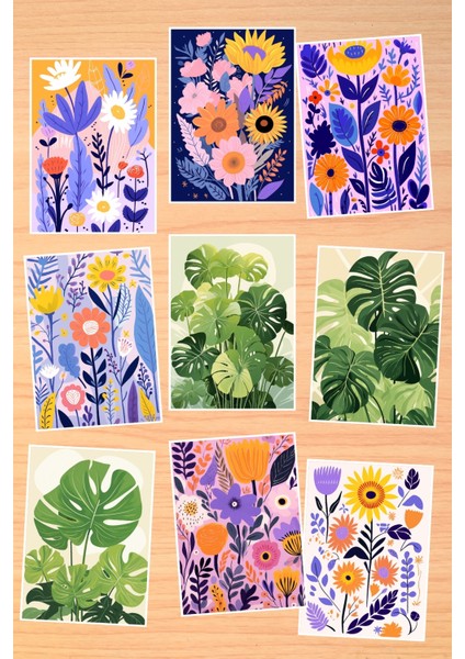 Bohem Çiçekler Temalı 9'lu Kartpostal