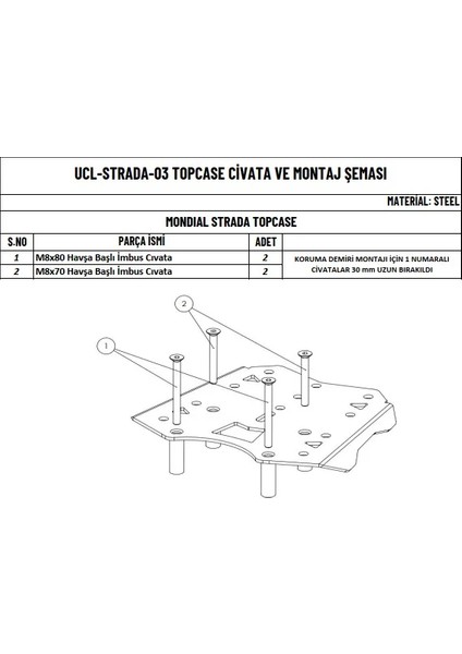 Mondial Strada 125 Uyumlu Çanta Demiri fiyatları
