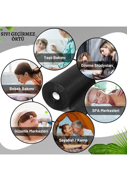 60 cm Sıvı Geçirmez Lamineli Sedye Örtüsü Muayene Masa Örtüsü Spa Masaj Örtüsü Siyah 1 Rulo modelleri