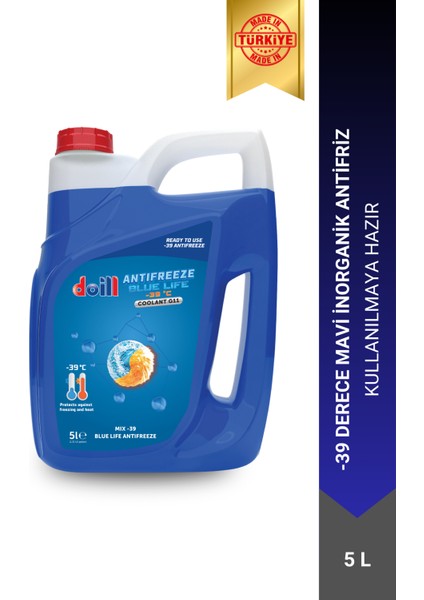 -39 / -40 Derece Hazır Karışım 5 Litre Mavi Antifriz - G11 (Üretim Yılı: 2025)