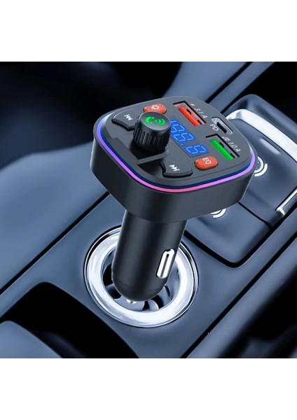 Bluetooth Araç Çakmaklık Fm Transmitter Işıklı | Mp3 Çalar | Type-C Hızlı Şarj | Araç Şarj Cihazı fırsatları