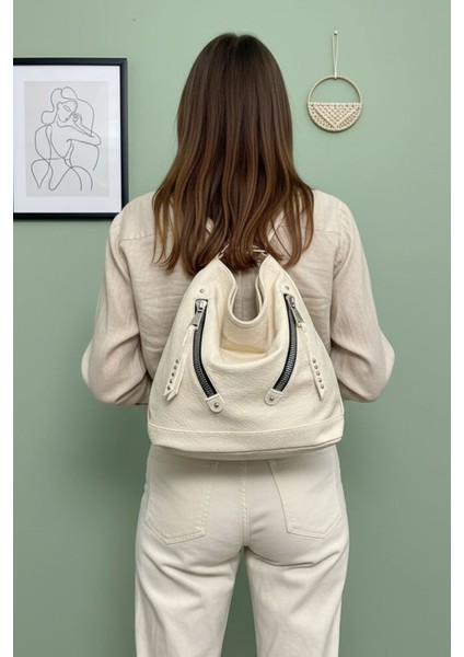 Kadın Yumuşak Deri Çok Bölmeli Büyük Boy Sırt ve Omuz Çantası (41X33 Cm) LIFON-9060 fırsatları