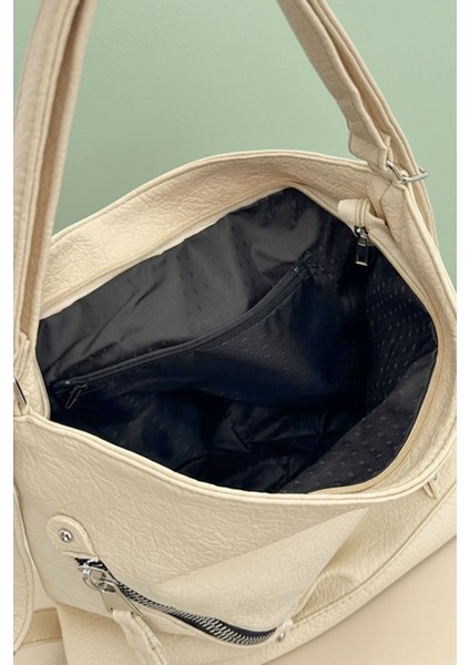 Kadın Yumuşak Deri Çok Bölmeli Büyük Boy Sırt ve Omuz Çantası (41X33 Cm) LIFON-9060 indirimleri