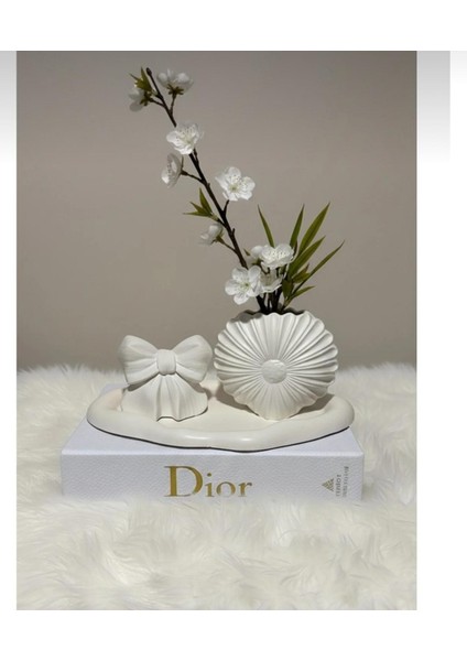 Hediyelik Dekorasyon Ürün Taş Tozu Seti El Yapımı Beyaz Dekor Ürünü