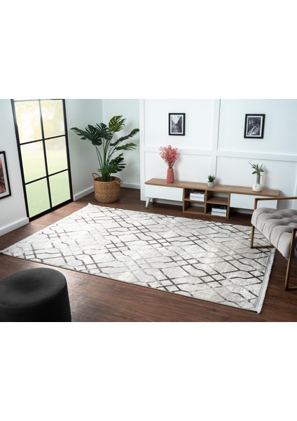 Tokyo 1704 Gri Halı Antrasit Detaylı Geometrik Desen Modern Akrilik Halı Kaymaz Taban Tozuaz fiyatları