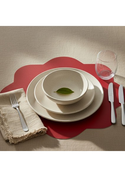 2 Adet Deri Dikdörtgen Amerikan Servis 33X44 cm Simetrik Desenler Serisi 118