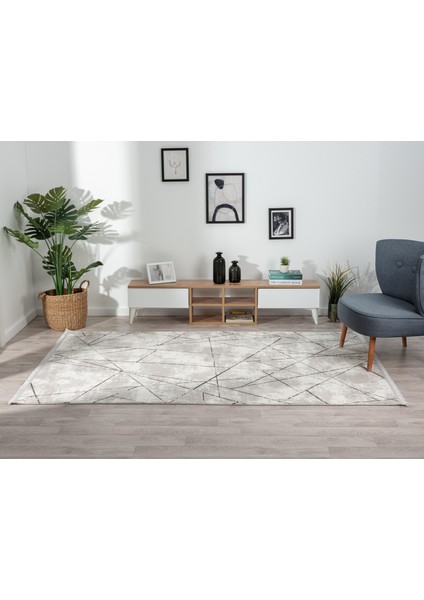 Tokyo 1703 Gri Halı Antrasit Detaylı Geometrik Desen Modern Akrilik Halı Kaymaz Taban Tozuaz modelleri