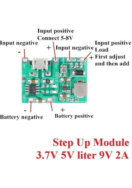 TP4056 18650 Lityum Pil Şarj Micro USB Ayarlı Voltaj Yükseltici 3-7V To 27V Boost Step Up Lion Akü modelleri