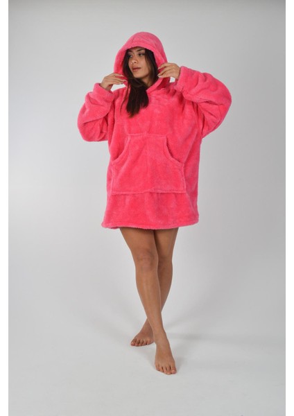 Welsoft Kapüşonlu Giyilebilir Tv Battaniyesi Unisex Peluş Oversize Panço Sabahlık indirimleri