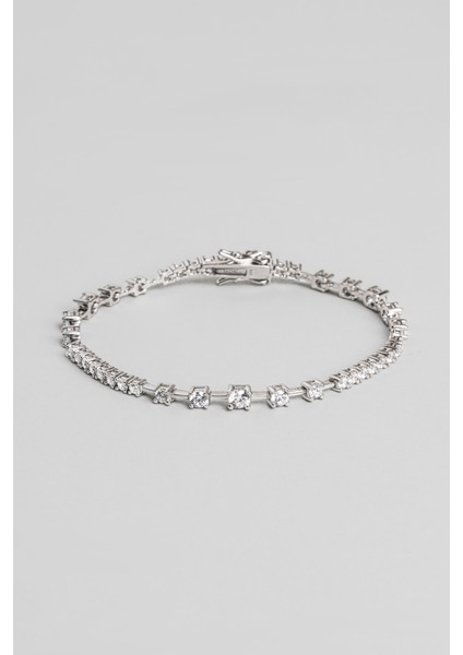 Euphoria 18 Ayar Beyaz Altın Kaplama Gümüş Su Yolu Bilekilk