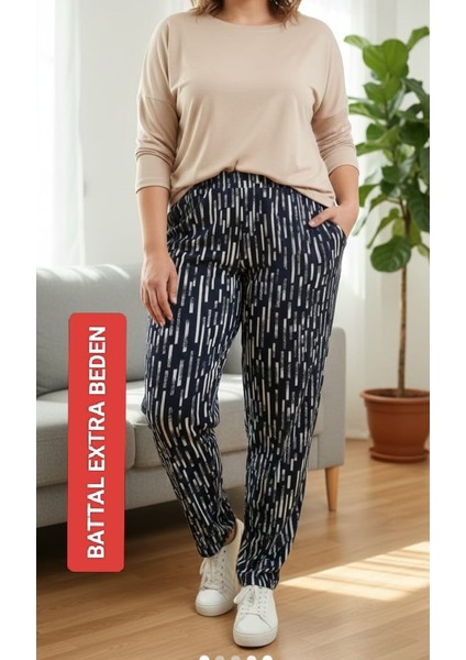 Kadın Bayan Büyük Battal Extra Turbo Jumbo Beden Süet Penye Kumaş 2 Yan Cepli Pantolon Eşofman Altı Pijama Altı 130 Kilograma Kadar Olur Bol Likralı Esneyen Kumaş Bel Lastikli Süs Bagcıklı
